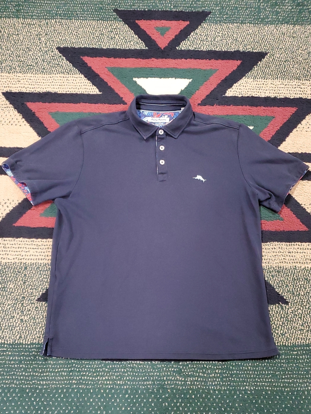 Tommy Bahama Navy Blue Short-Sleeve Polo with Subtle Logo